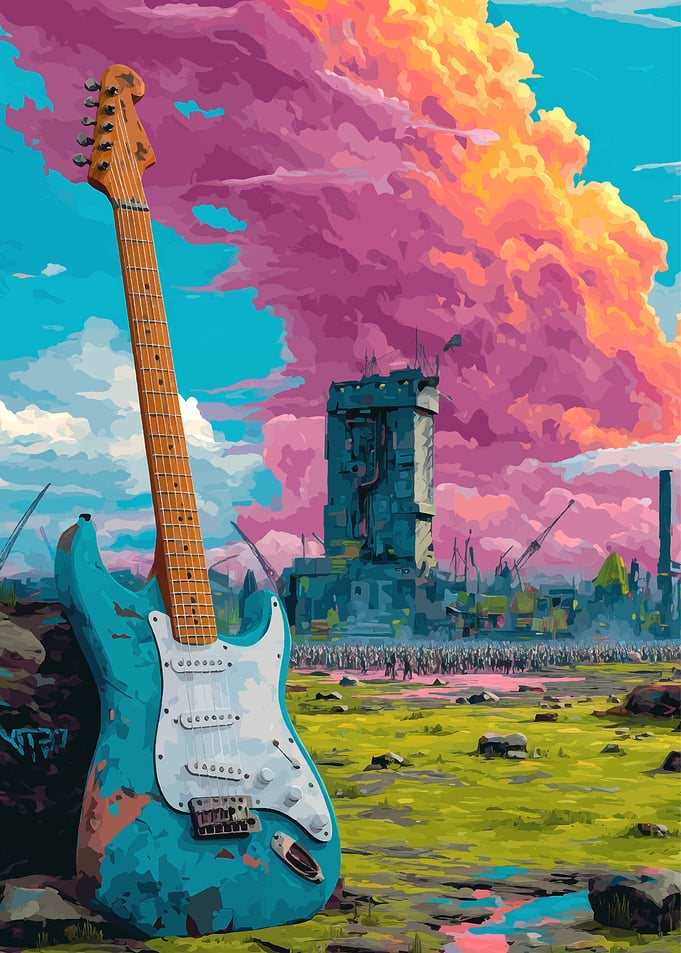 Electric Guitar in a Surreal Landscape