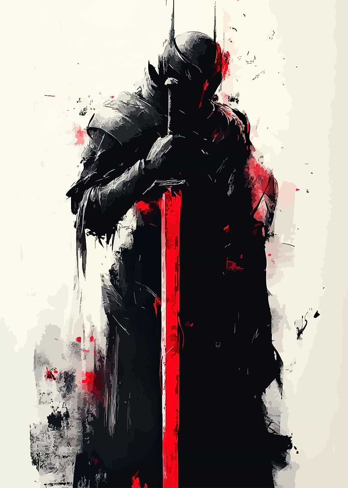 Dark Knight with Red Sword