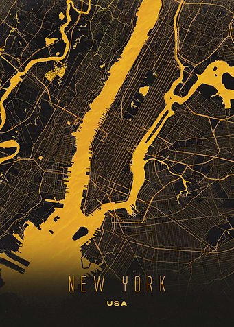 Golden Map of New York – Modern City Street Art