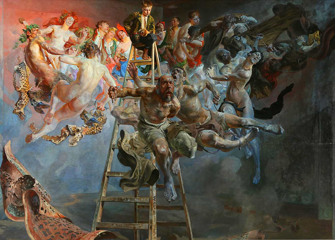 Allegorical Painting with Ladder and Figures