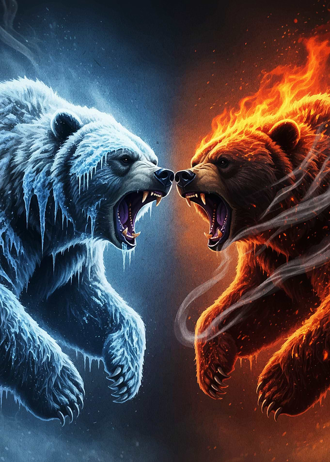 Ice and Fire Bears Confrontation