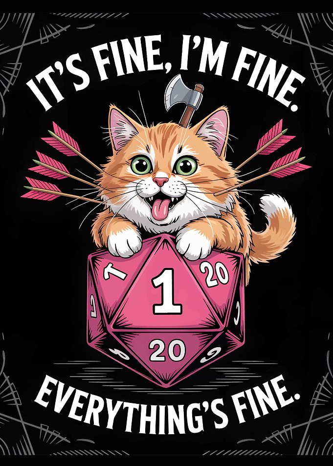 It's Fine, I'm Fine - D&D Cat