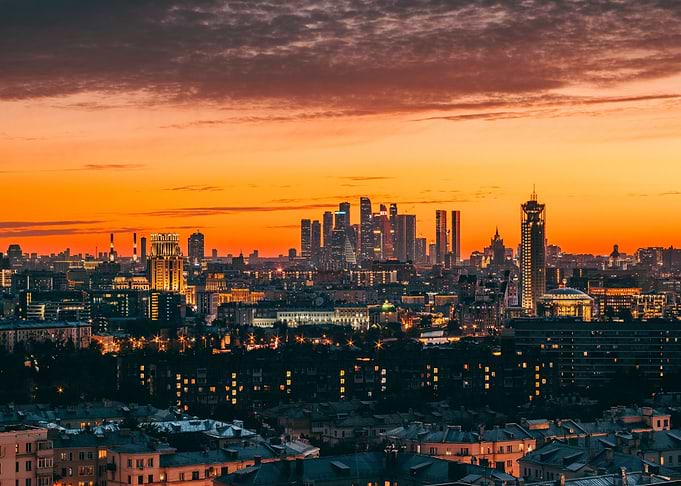 Moscow Cityscape at Sunset