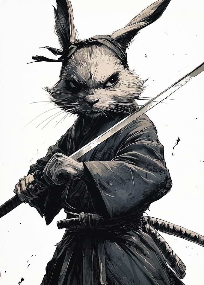 Rabbit Samurai with Katana