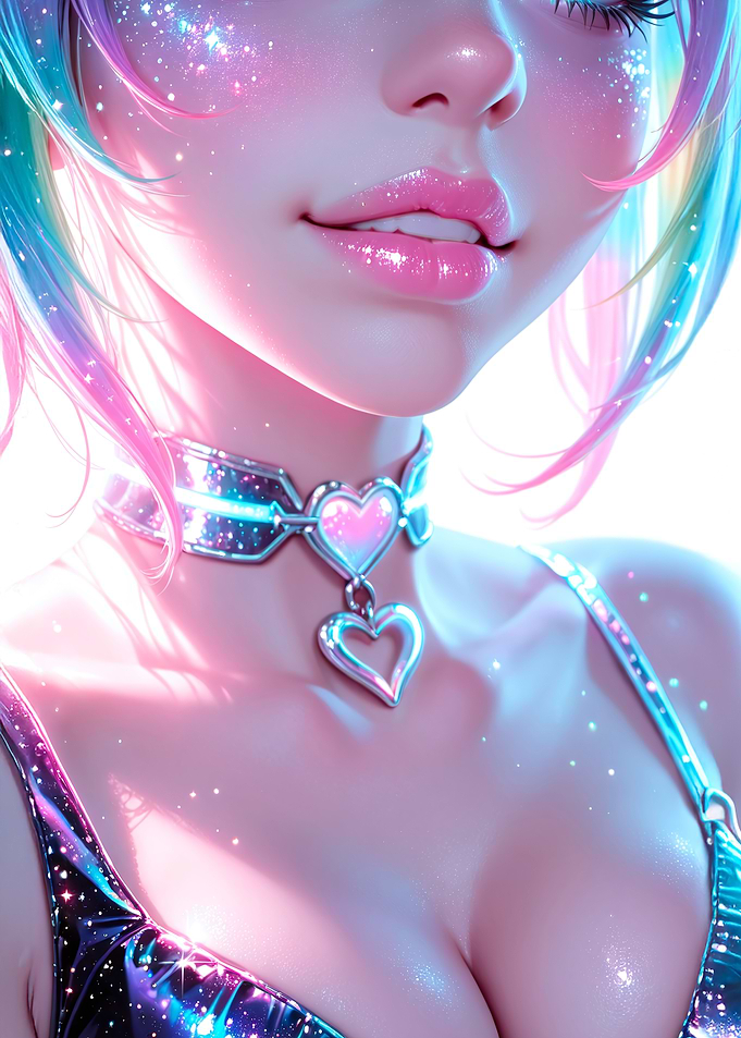 Sparkling Girl with Heart Choker