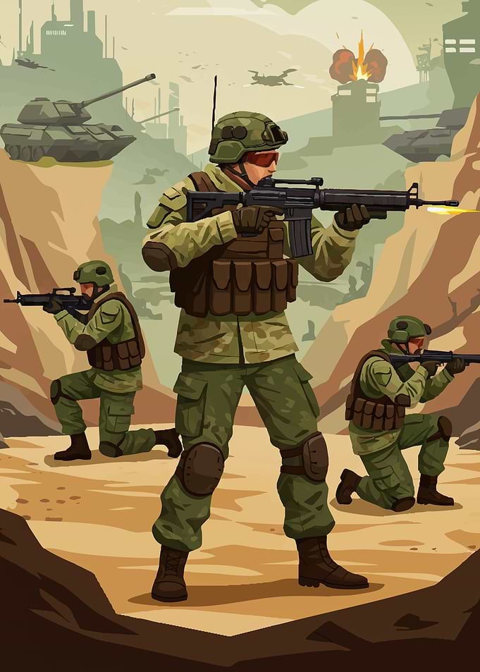 Military Operation in Desert Landscape