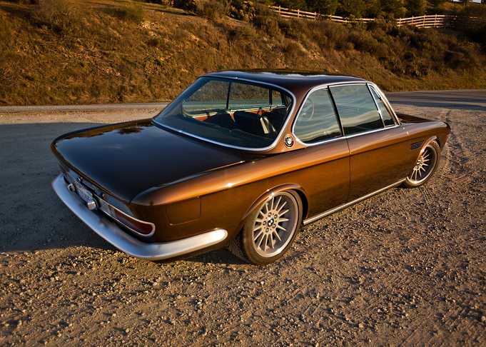 Classic Brown BMW Coupe on Dirt Road