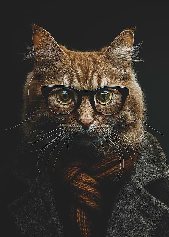 Cat Portrait with Glasses