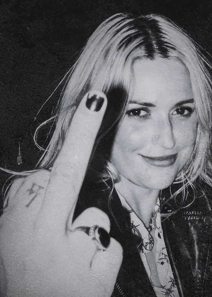 Black and White Portrait with Gesture