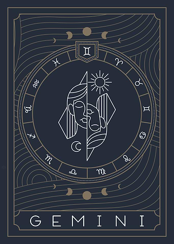 Gemini Zodiac Sign Art Deco