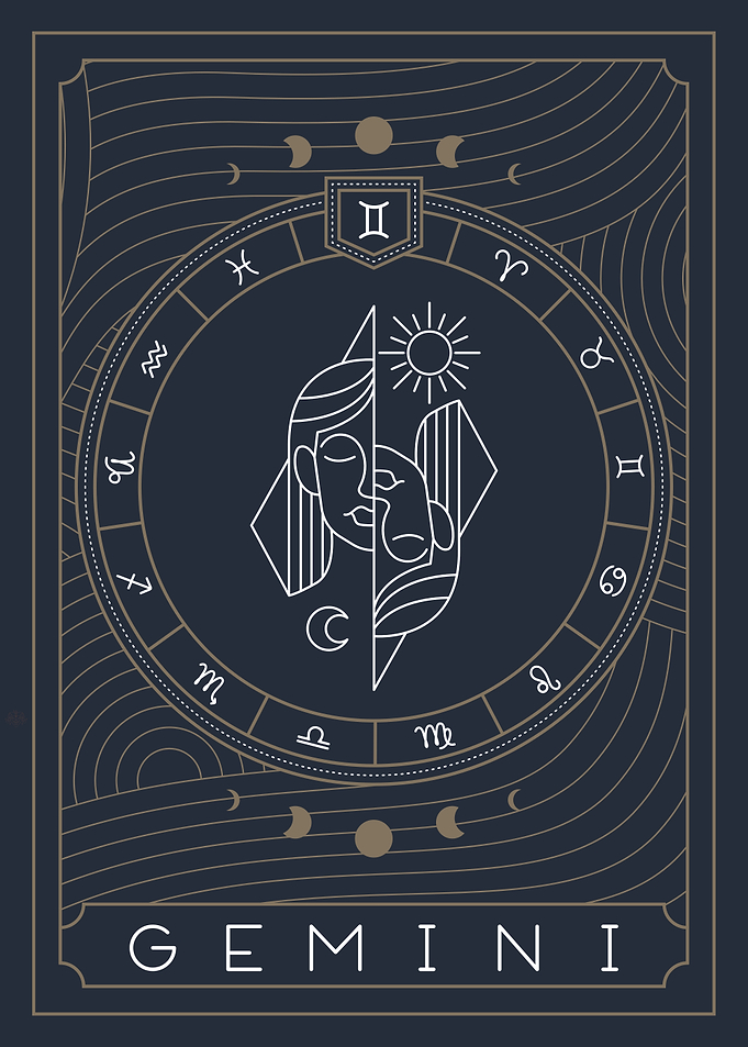 Gemini Zodiac Sign Art Deco