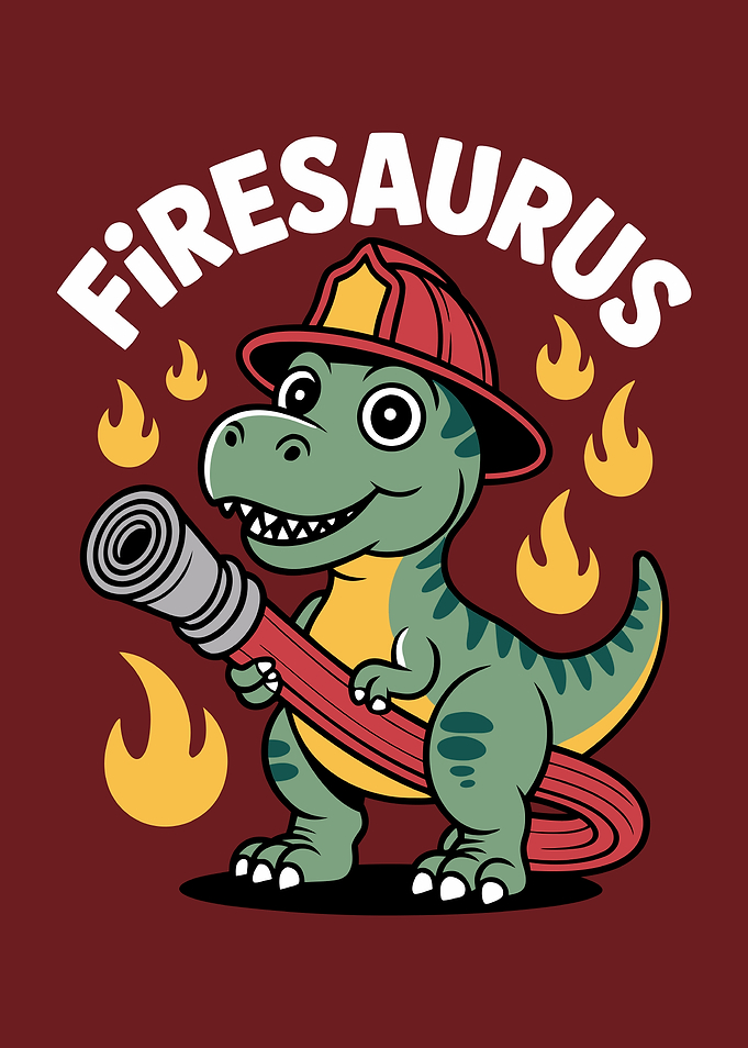 Firesaurus Dinosaur Firefighter Pun