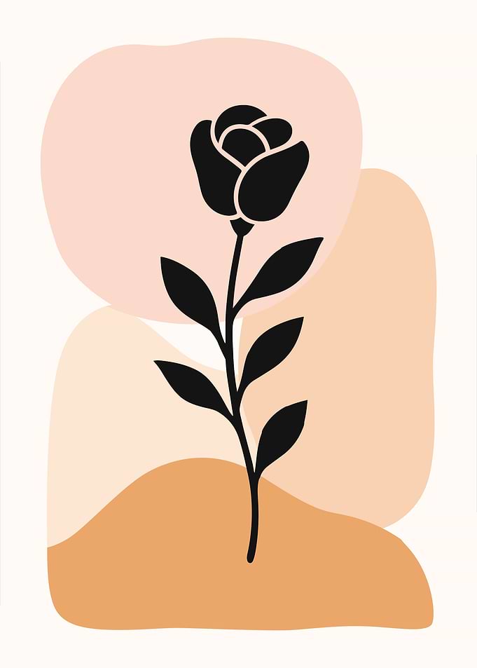 Abstract Rose Illustration with Neutral Shapes