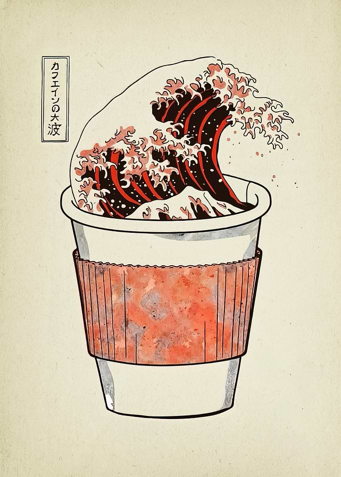 Caffeine Wave Coffee Cup Art