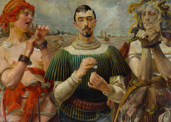 Painting of Man with Two Female Figures