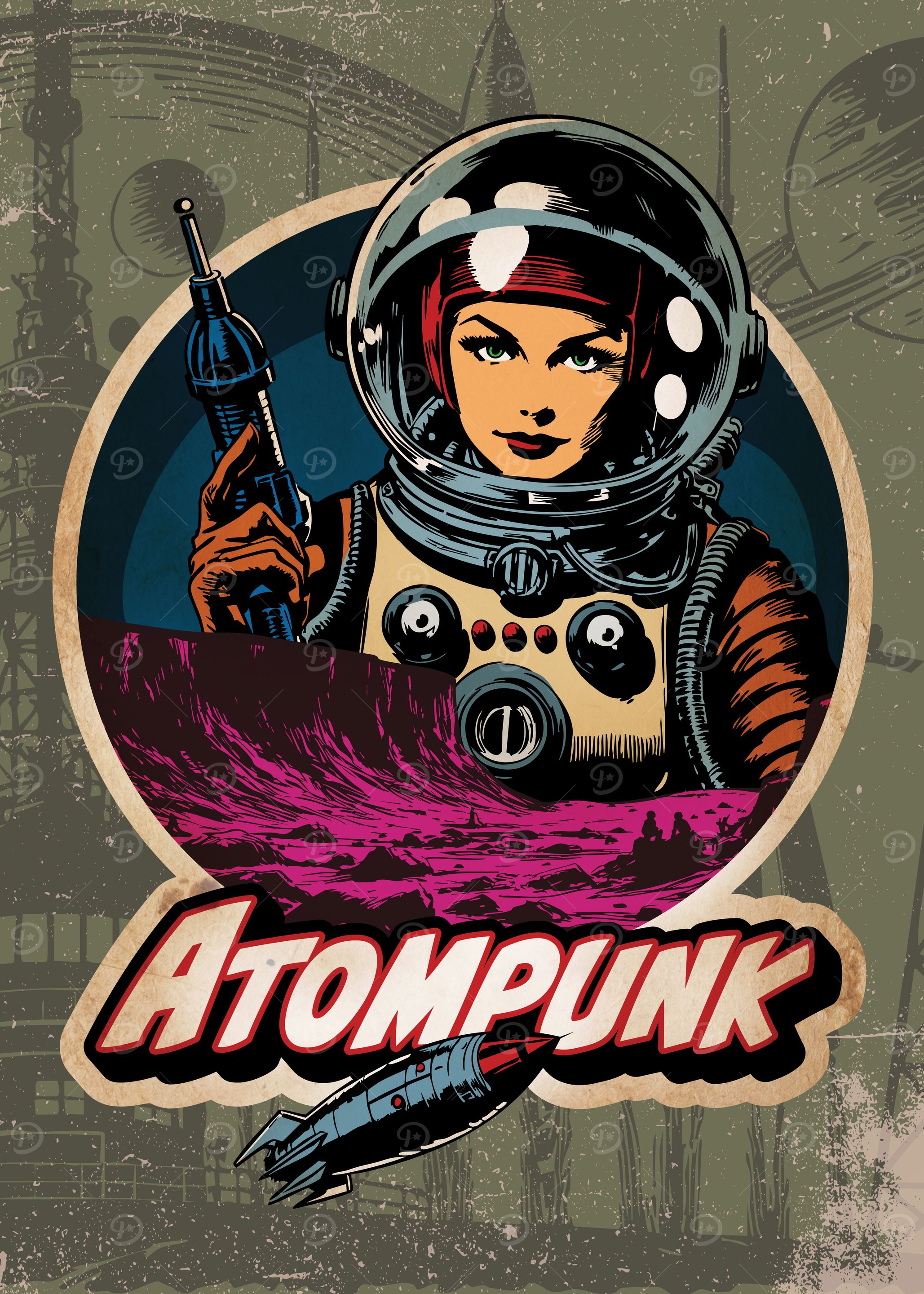 Atompunk Retro Sci-Fi Illustration