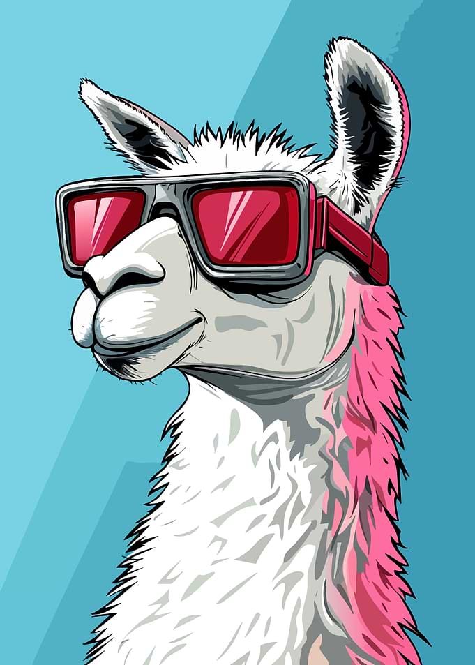 Cool Llama with Sunglasses Illustration