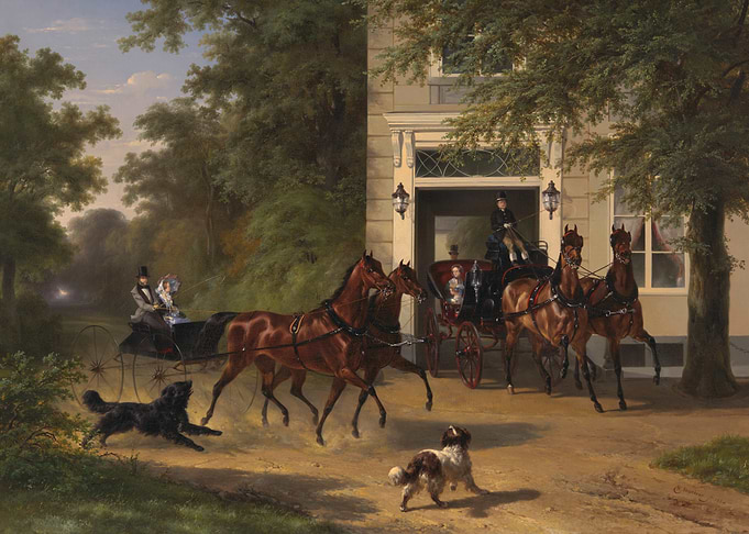 Horse-drawn Carriage at Estate Painting