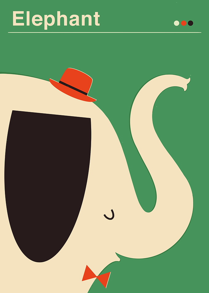 Elegant Elephant with Hat and Bowtie