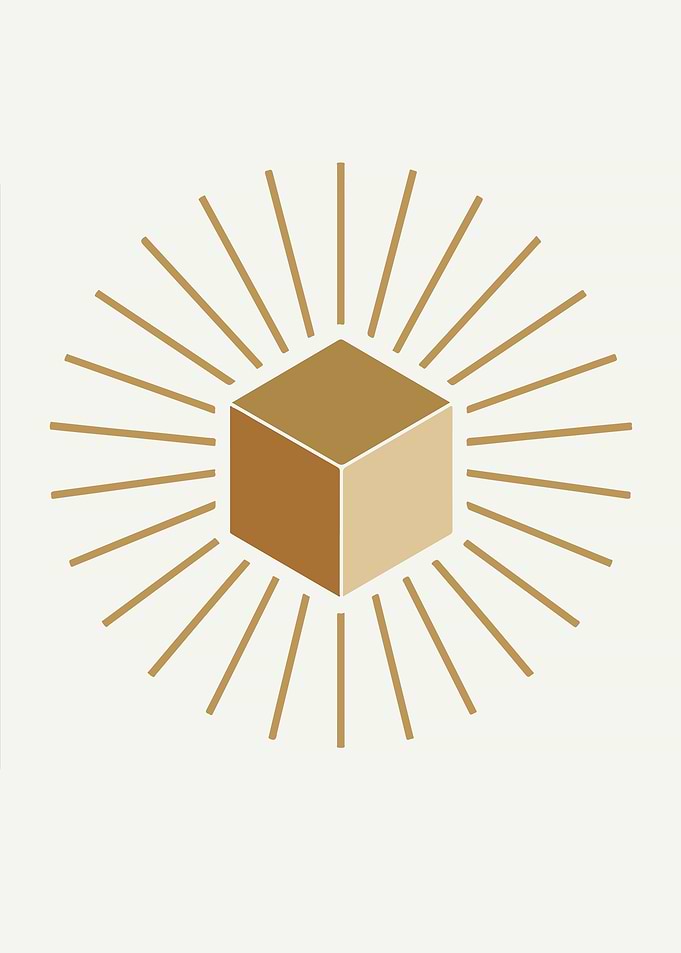 Abstract Cube with Radiating Lines