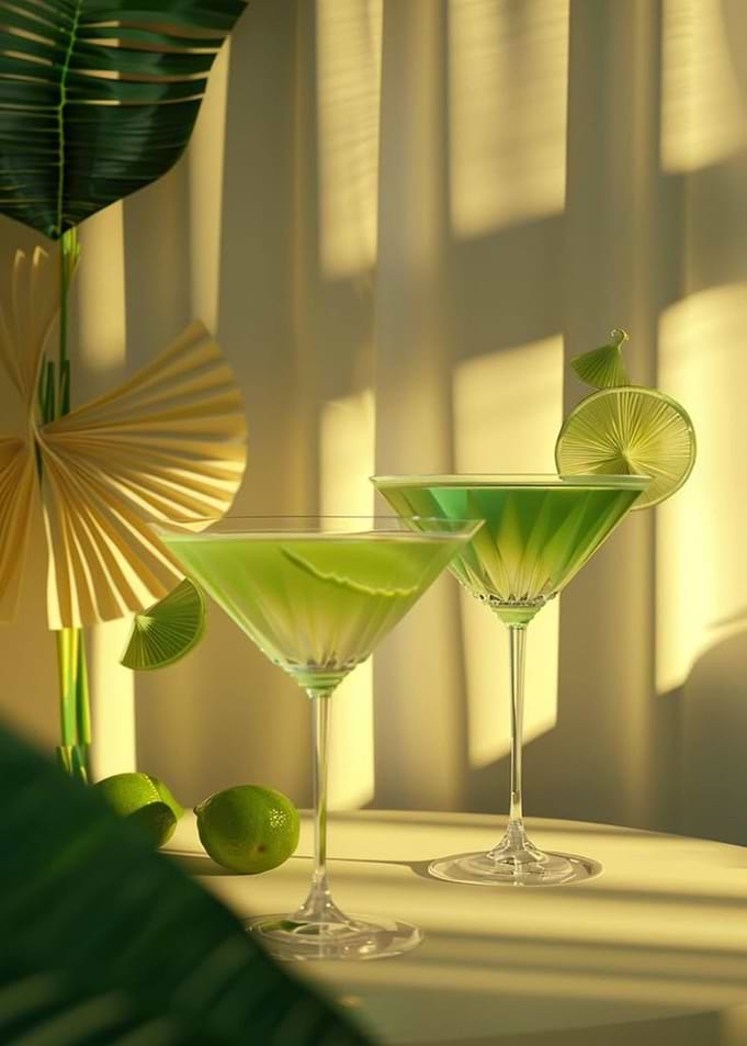 Lime Cocktails with Tropical Decor