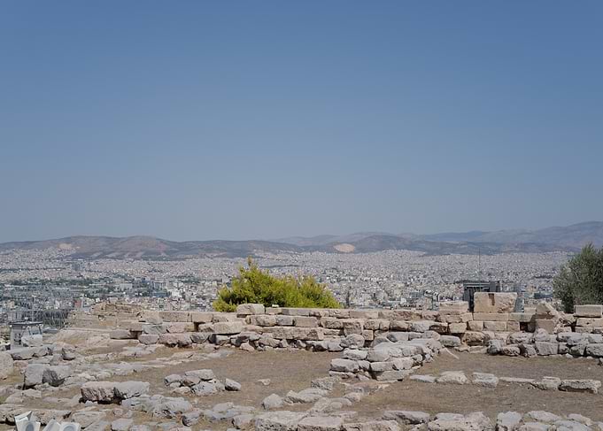 Athens cityscape from ancient ruins