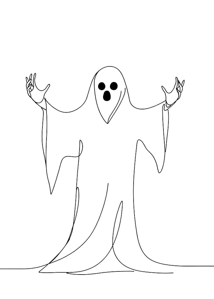 Minimalist Scary Ghost Line Art