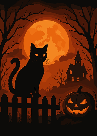 Halloween Night with Black Cat #HalloweenChallenge