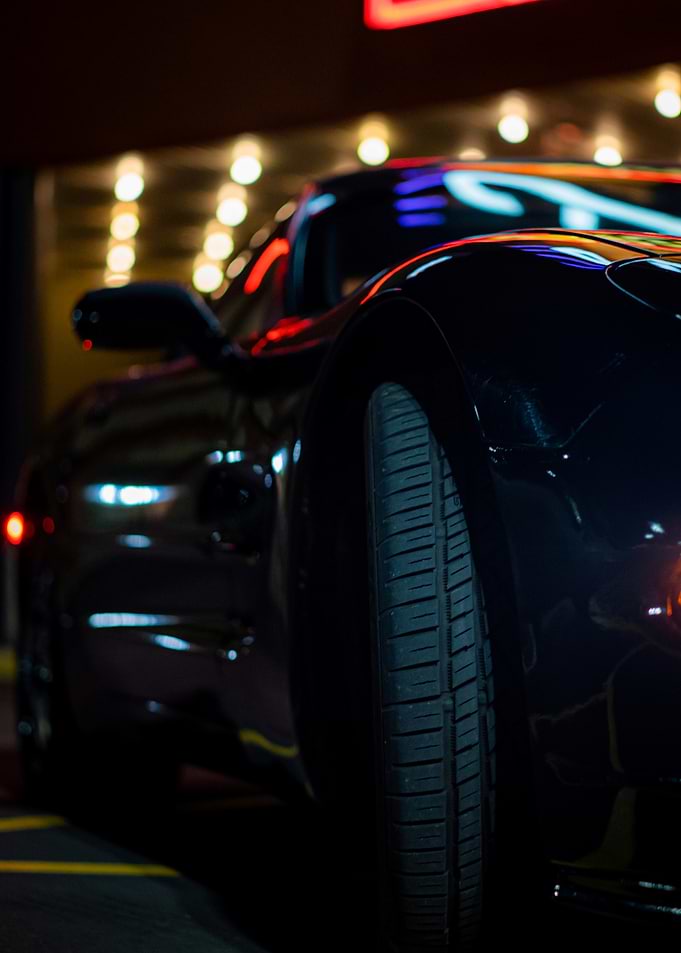 Sleek C5 corvette Black Car at Night