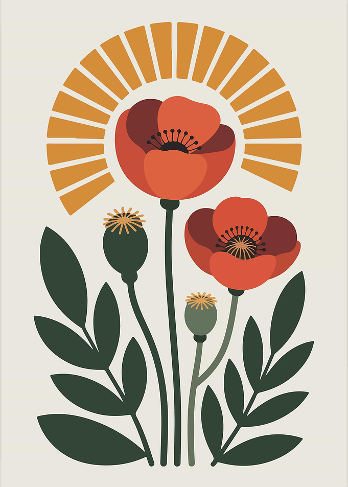 Stylized Poppy Flower Illustration