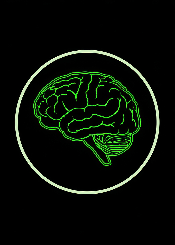 Green Brain Outline in Circle