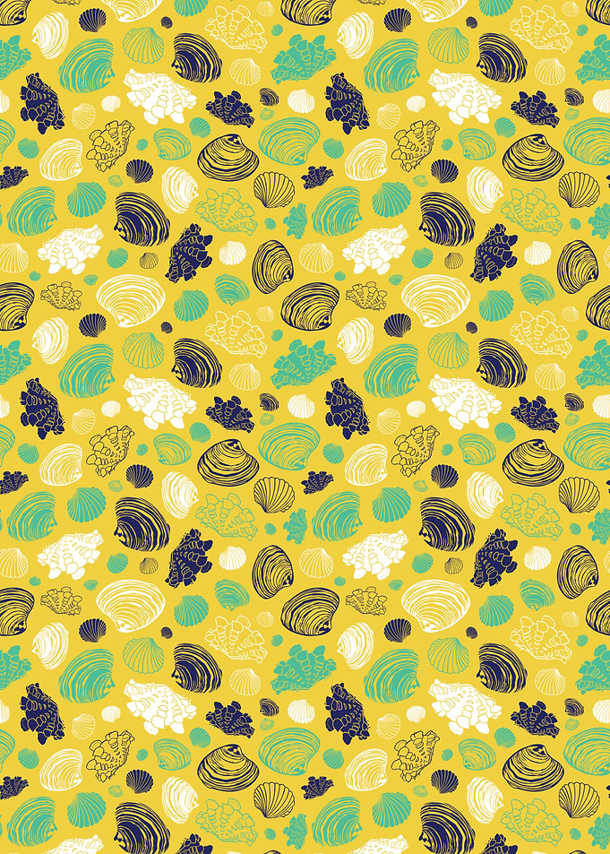 Seashell Pattern on Yellow Background