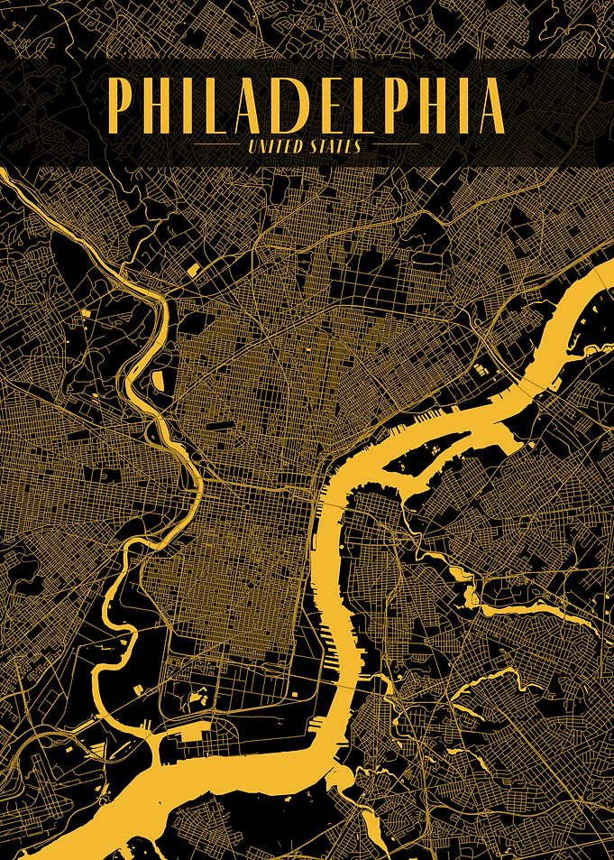 Philadelphia Golden Map Art