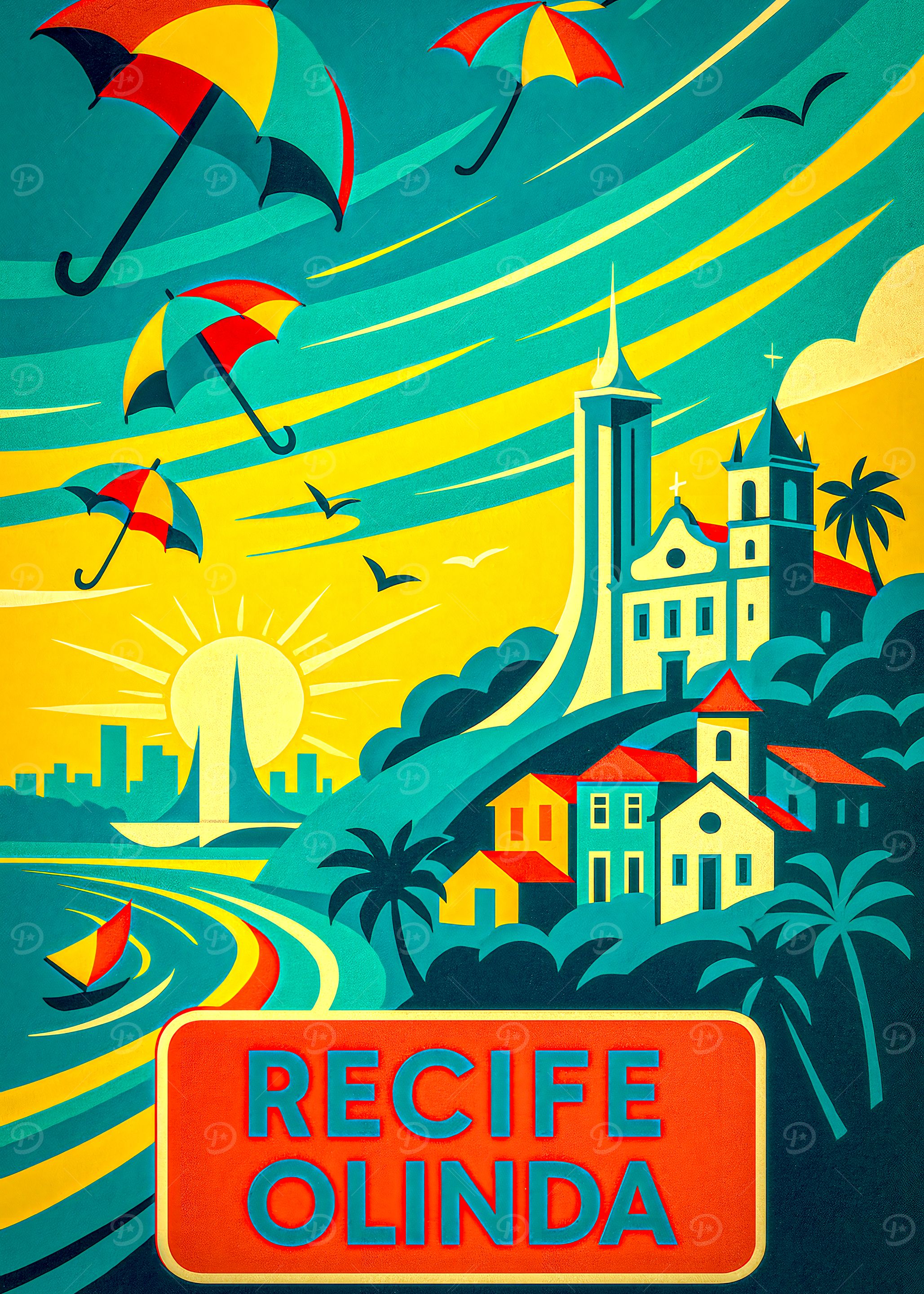 Recife Olinda Travel Poster