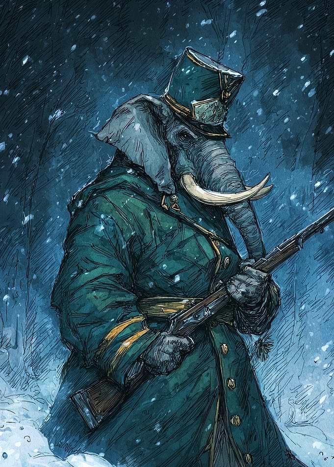 Elephant Soldier in Winter