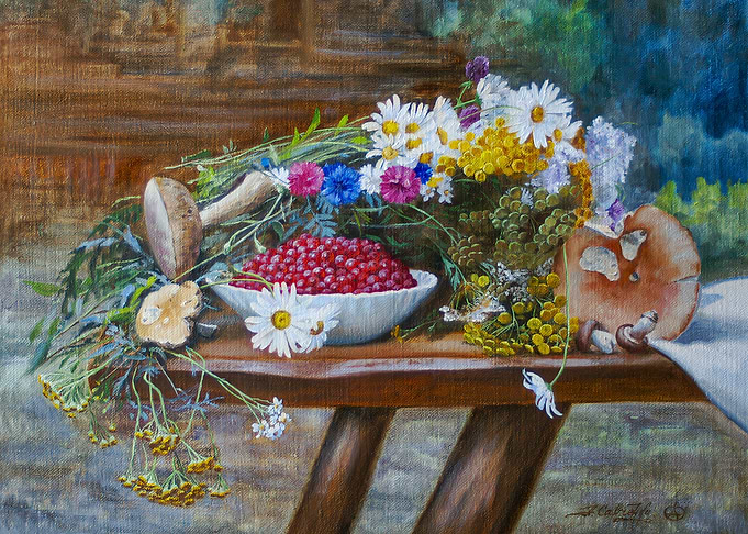 Still Life with Berries and Flowers