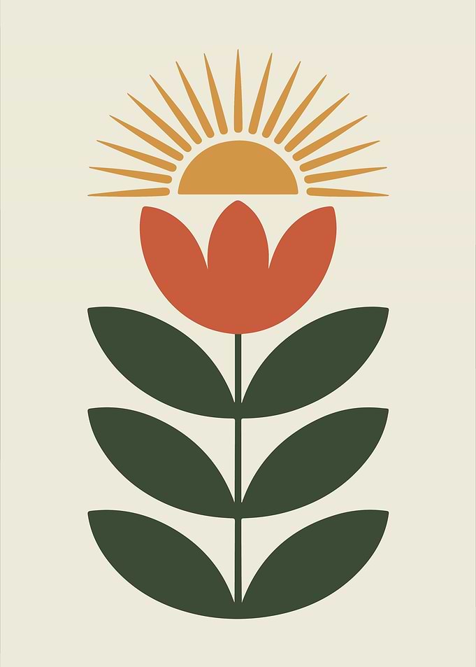Minimalist Floral Sun Art Print