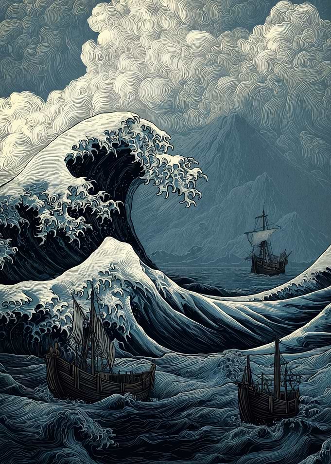 Stormy Seas Sailing Ships