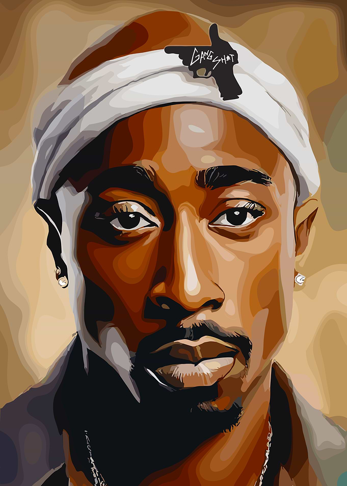Tupac Shakur Vector Art Portrait with Bandana