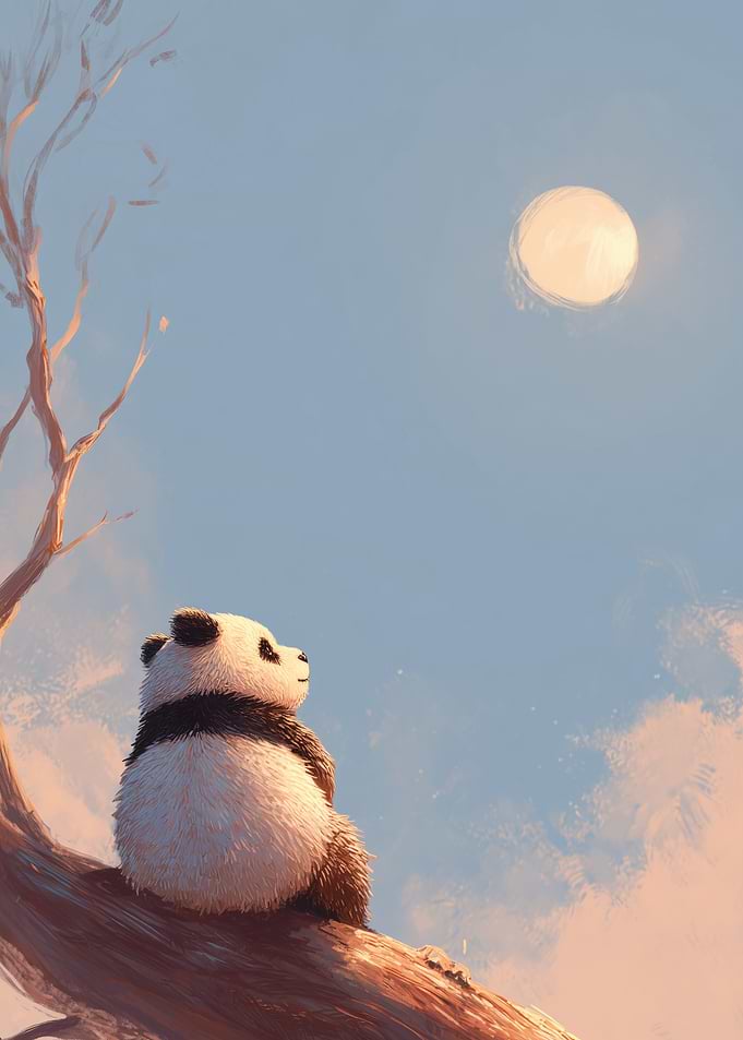Panda Gazing at the Moon
