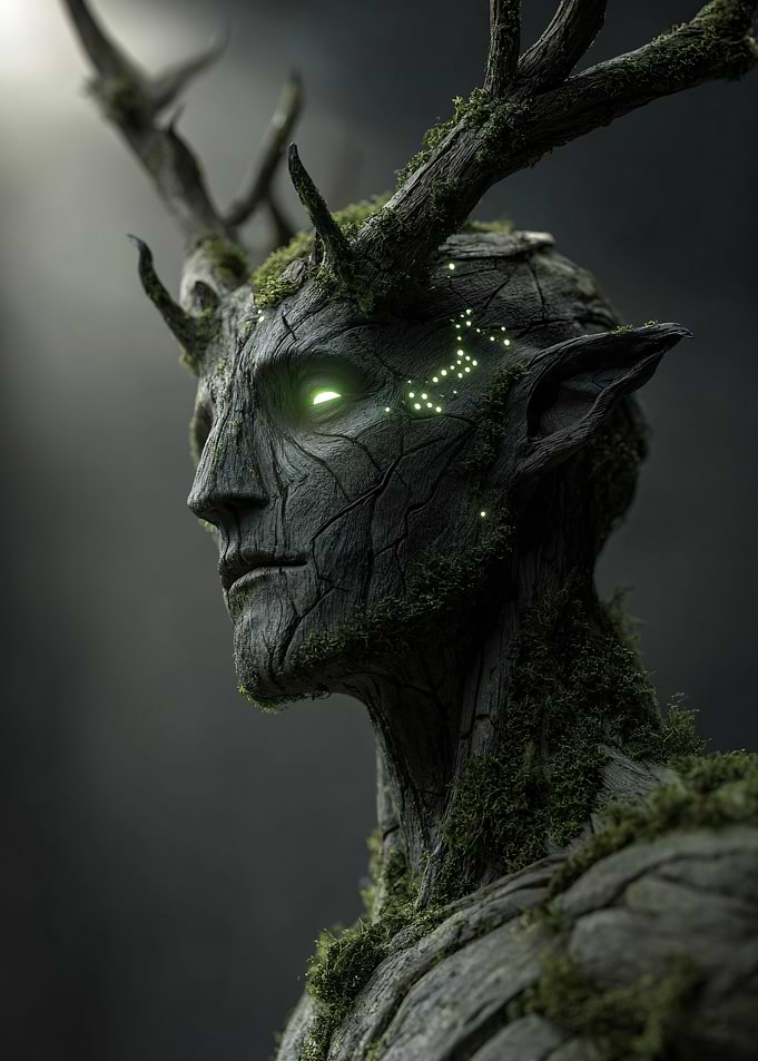 Mystical Tree Creature with Glowing Eyes