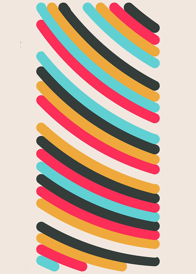 Colorful Curved Lines Abstract Art