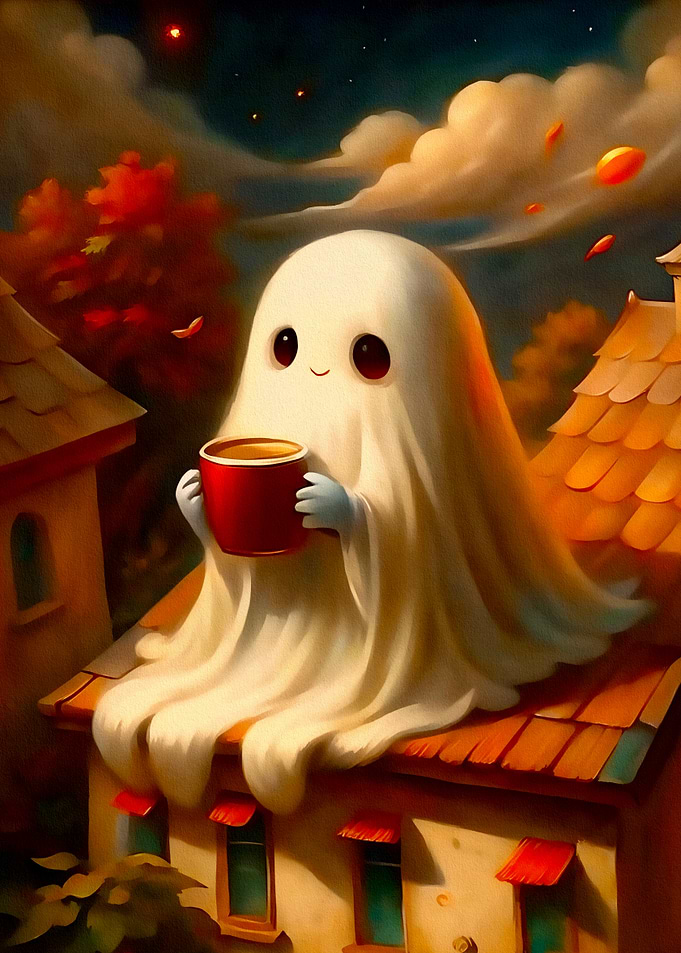 Cute Halloween Ghost Coffee Break