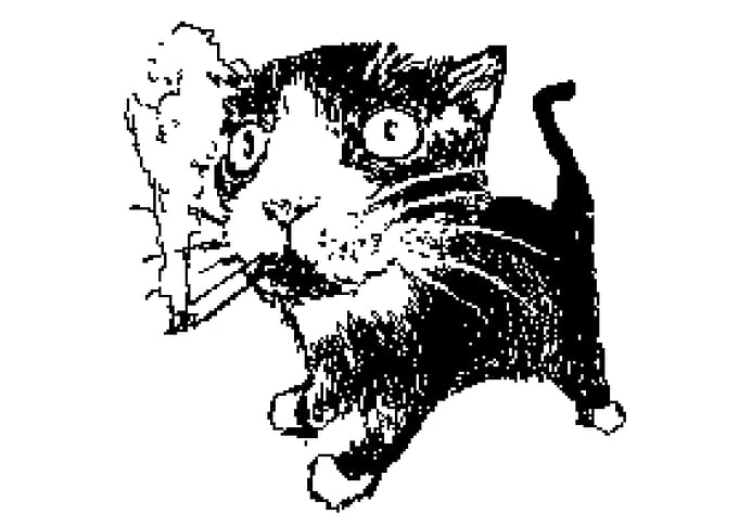 Smoking Cat Black and White Illustration