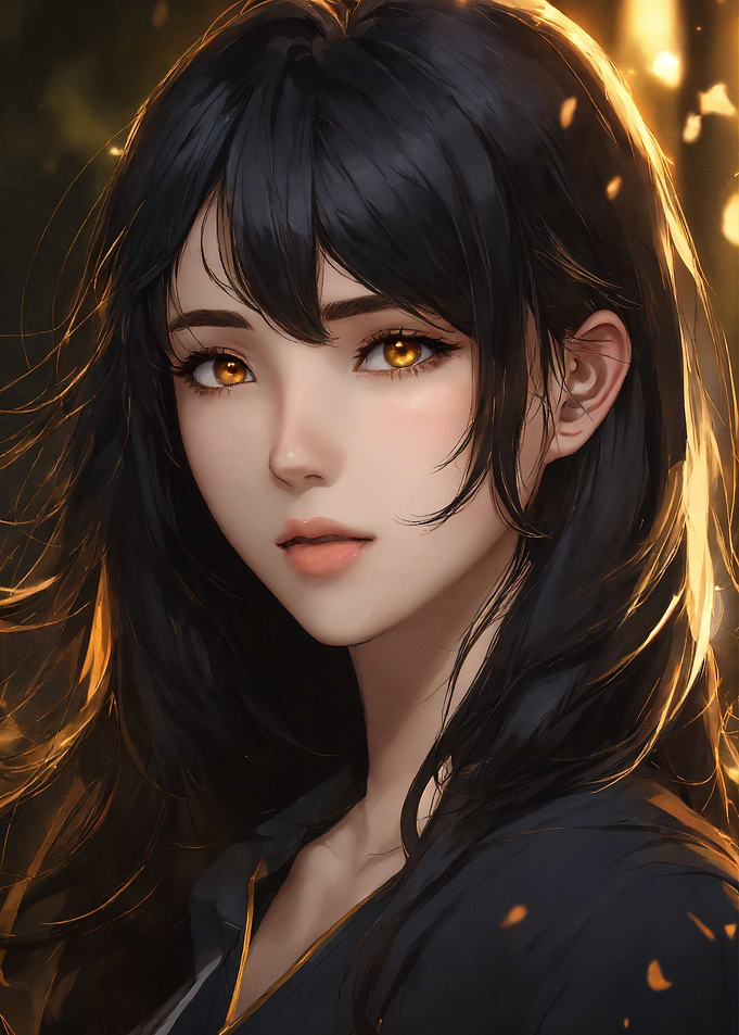 Anime Girl Portrait with Golden Eyes
