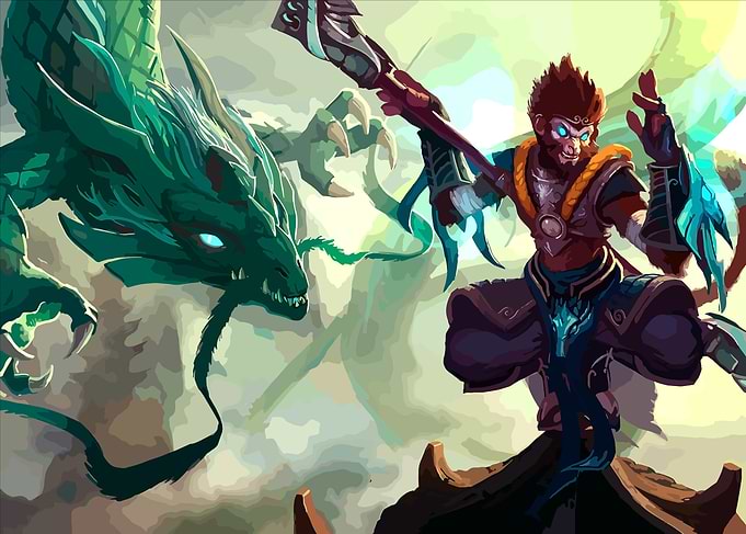 Monkey King versus Dragon Digital Art