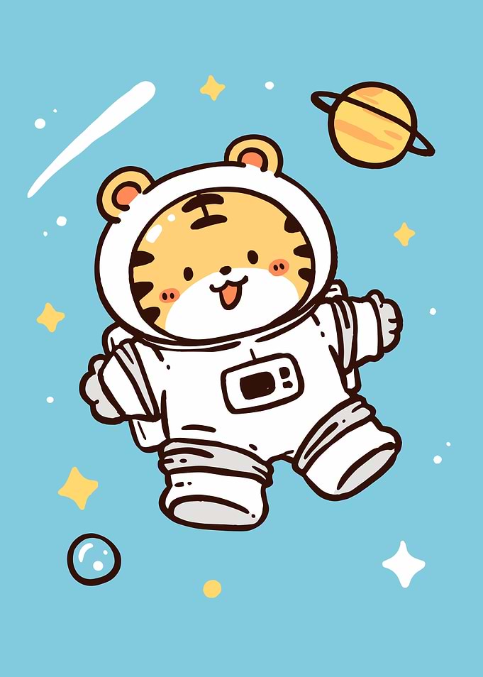 Cute Tiger Astronaut in Space