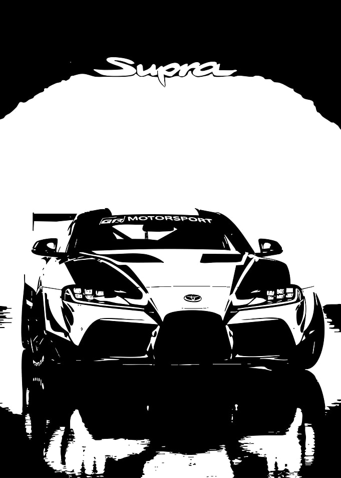 Supra Car Black and White