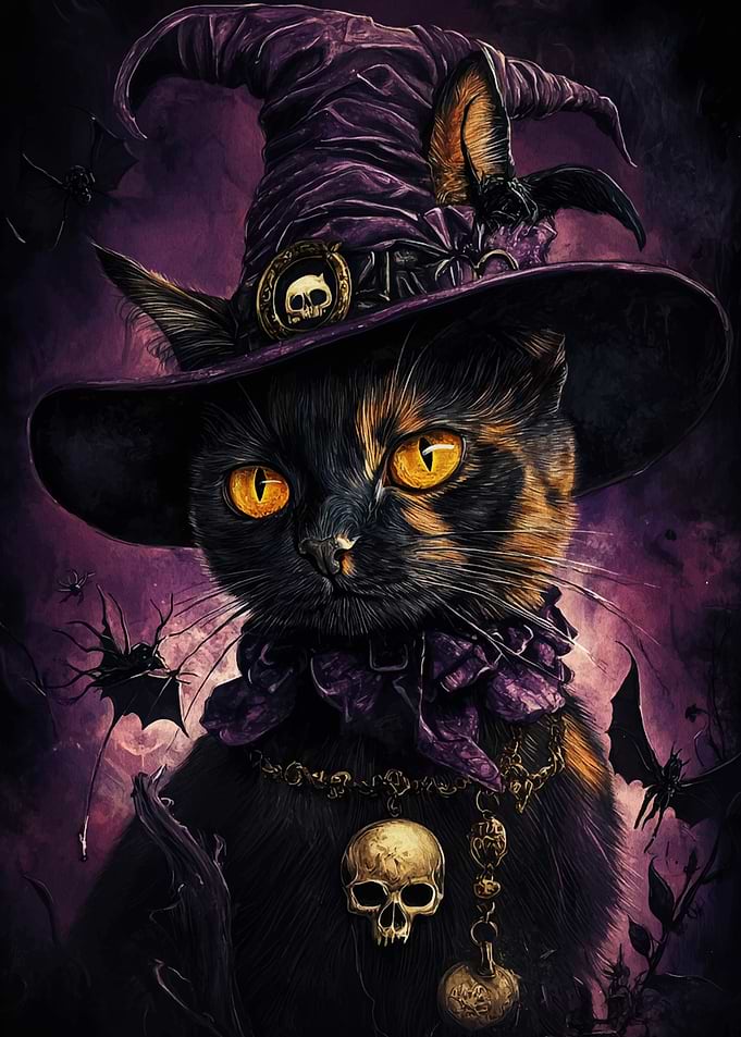 Halloween Cat Witch Portrait
