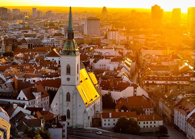 Bratislava cityscape at sunrise
